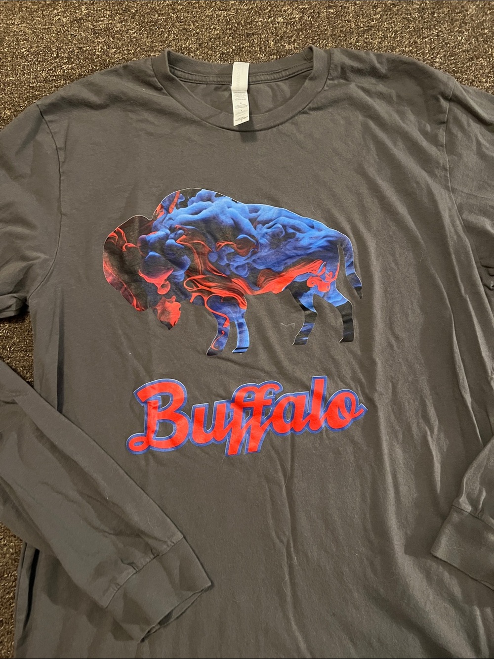 Buffalo Bills Long-Sleeve Tee with Red & Blue Buffalo Graphic